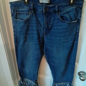 Upcycled JS A Bank Jeans 34/34 Plus Size 16 Frayed Hem Tailored Fit Denim Jeans